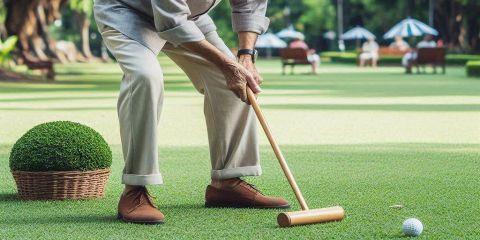 槌球起源於14世紀的法國，最早是作為一種庭院遊戲，後來在英國發展成競技運動，台灣流行的現代槌球則起源於日本。隨著槌球的普及，它成為許多國家的社交和比賽活動，深受年長者的喜愛。