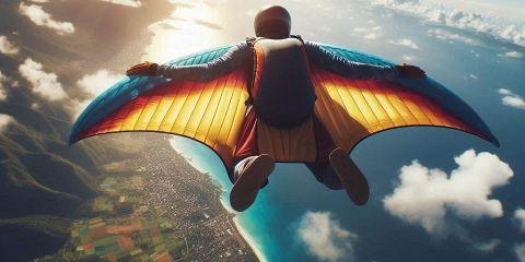 飛行裝滑翔起源於20世紀末期，由高空跳傘和滑翔愛好者發明，堪稱是世界上最危險的極限運動。他們開發了一種特殊的飛行服，稱之為飛鼠裝（wingsuit），可以在空中滑翔，模仿飛行的動作。隨著技術的不斷改進，飛行服滑翔逐漸在全球範圍內流行開來，但目前全球也僅有大約600名的飛鼠裝滑翔運動員。首屆世錦賽於2012年在中國的張家界舉行。