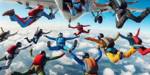 跳傘最早源於軍事需求，指利用降落傘從具有一定高度的航空器..等高空處跳下來的動作，20世紀初期作為戰爭中的空降作戰技術發展而來。隨著時間推移，跳傘漸漸演變為一種冒險和極限運動，吸引了大量業餘愛好者。