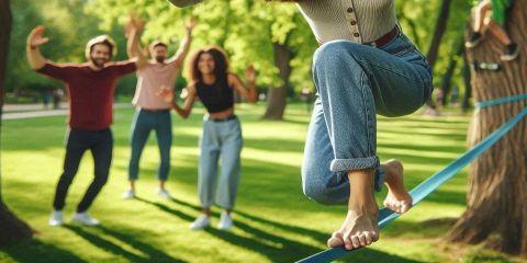 走繩（Slacklining）起源於20世紀70年代的美國攀岩運動聖地的優勝美地國家公園。起初是攀岩者為了打發無聊的時間，拿來練習平衡的訓練方式。他們利用登山用的扁帶（Flat slings）綁在兩棵樹之間，然後在上面練習行走和平衡。隨著時間推移，這項運動逐漸演變成為一種獨立的戶外休閒運動形式。