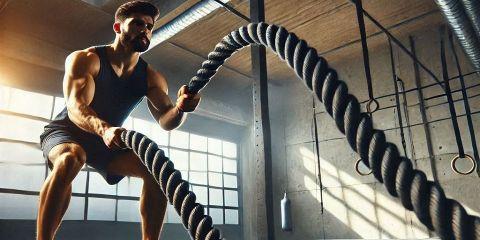 戰繩訓練起源於美國，由John Brookfield於 2006 年在自家後院開發了該系統，最早被用於軍事體能訓練。隨著健身理念的發展，戰繩逐漸進入商業健身房，成為一種全身性的高強度訓練工具。戰繩又重又結實，能夠產生很大的阻力，而且有很多種類型，包含兩種常見直徑（25毫米和44毫米）和不同的長度。這種訓練方式被廣泛應用於各類運動員及健身愛好者鍛煉爆發力、耐力和心肺功能。