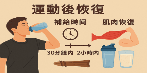 訓練只是刺激的開始，真正讓肌肉長大、體能提升的是「恢復」過程。尤其是運動後的飲食節奏，會影響到糖原回補、肌肉修復與整體適應效能。把握黃金補給期，是進步的關鍵。