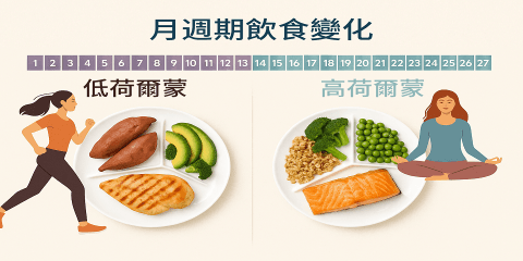 女性荷爾蒙變化對代謝、食慾、運動表現與水分滯留等皆有顯著影響。若能根據月經週期的不同階段進行營養調整，不僅有助於提升能量穩定、減緩不適，還能放大訓練與恢復效果。本節將以高荷爾蒙期與低荷爾蒙期為核心，提供具體飲食搭配建議與實例範本。